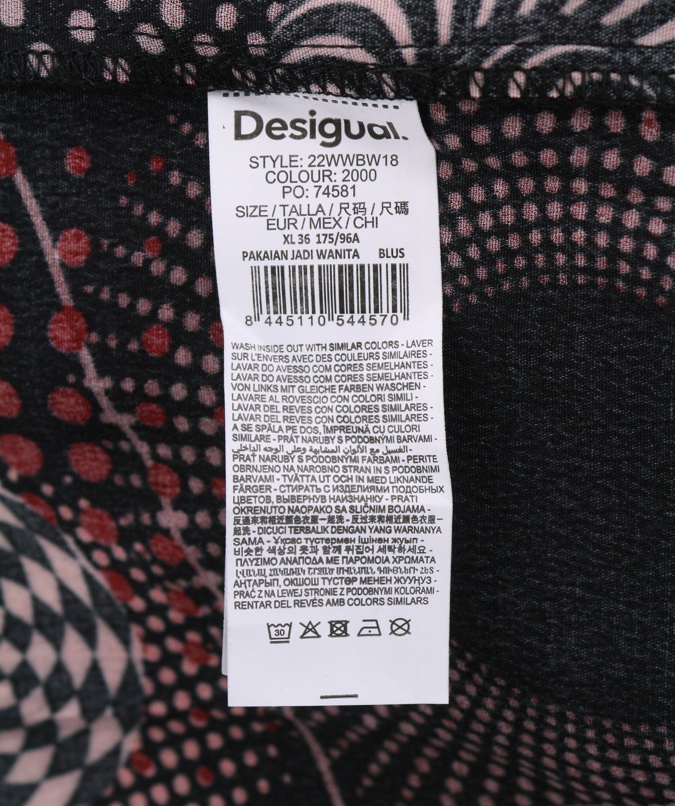 DESIGUAL Blus Luna Rep Women's Blouse XL Dark Print Long Sleeve