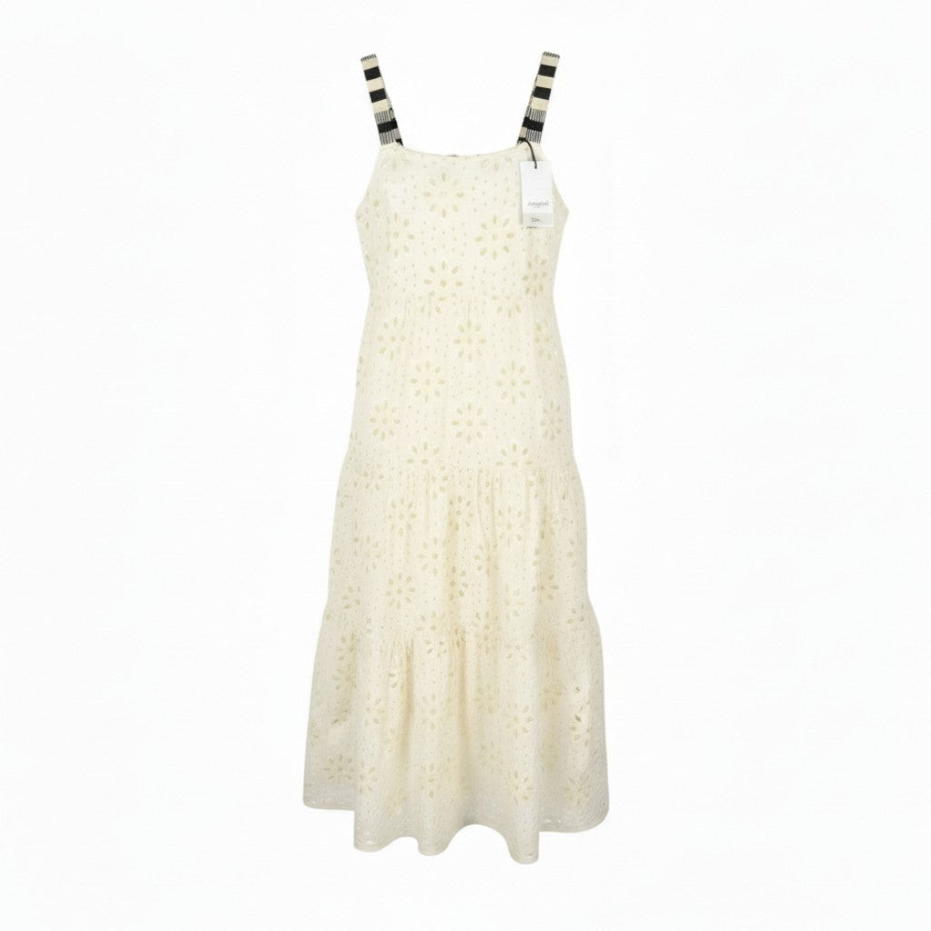 DESIGUAL Vest Leah Women's Dress M Off White Glitter Sequin Midi
