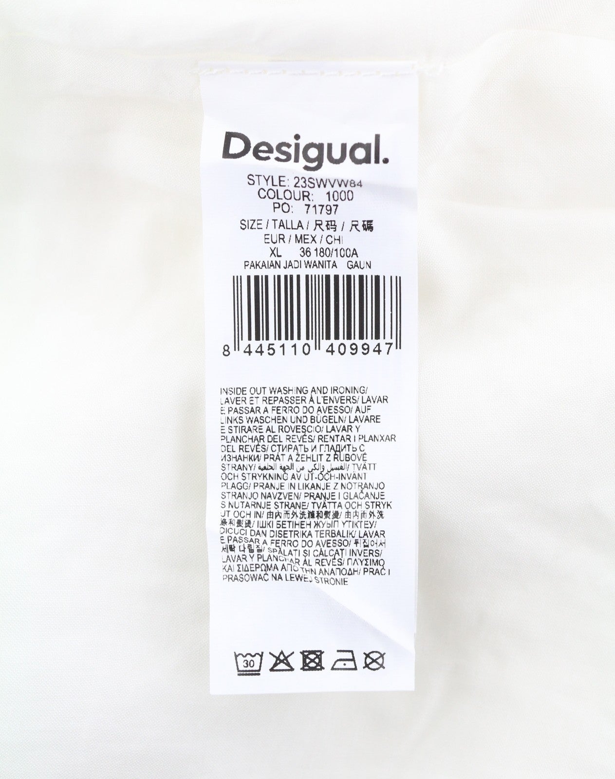 DESIGUAL Vest Lourdes Women's Dress XL Off White Textured Sleeveless Midi