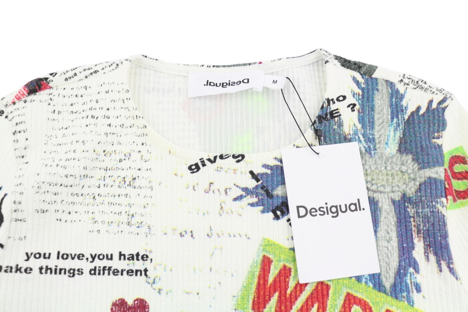 DESIGUAL Vest Wapas Women's Dress M Patterned Long Sleeve Crew Mini