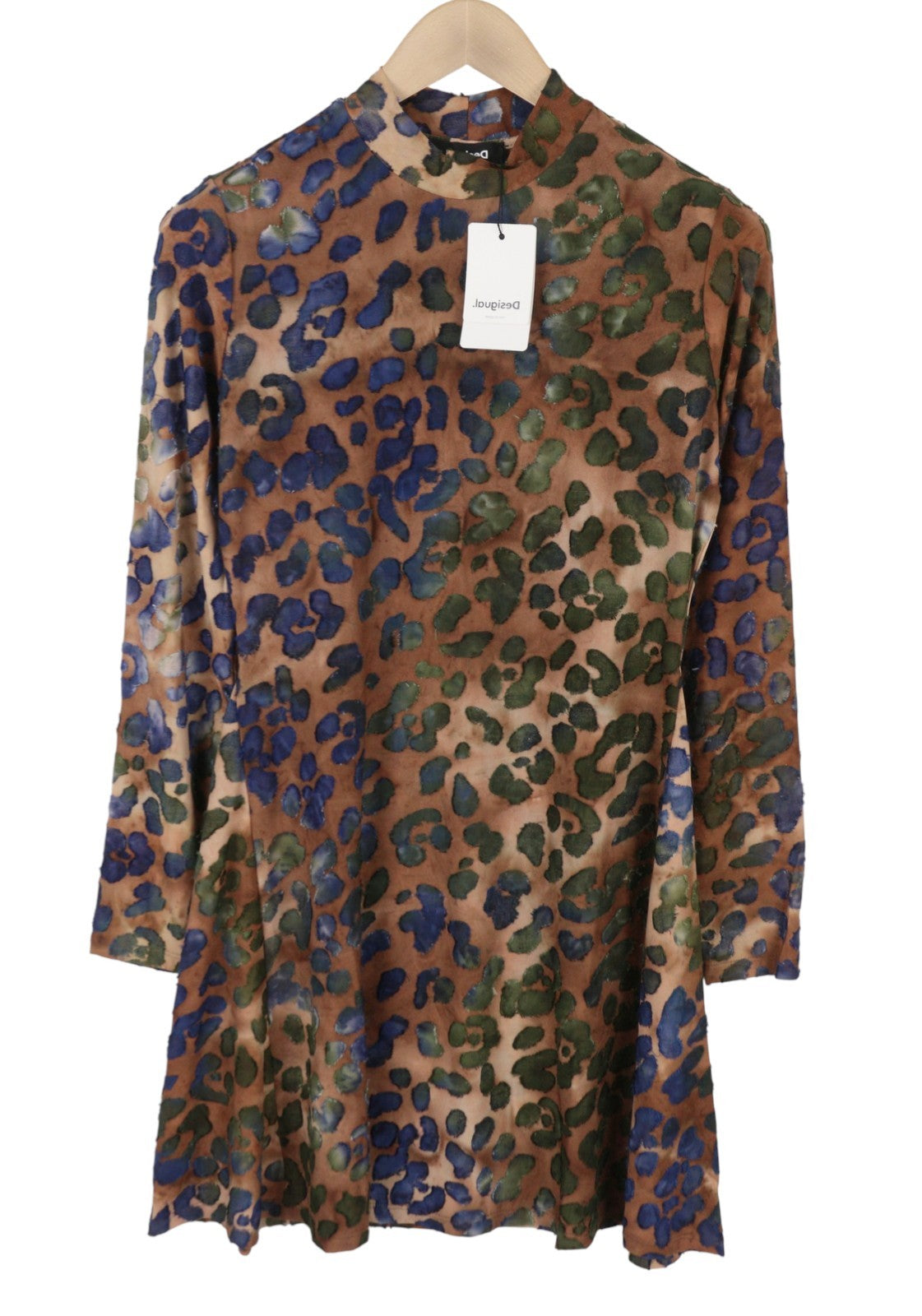 DESIGUAL Vest Felina Women's Dress XL Brown Animal Print Textured Sleeve
