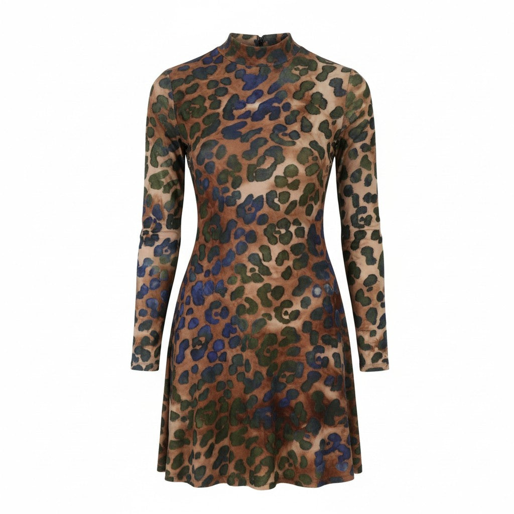 DESIGUAL Vest Felina Women's Dress S Brown Animal Print Textured Sleeve
