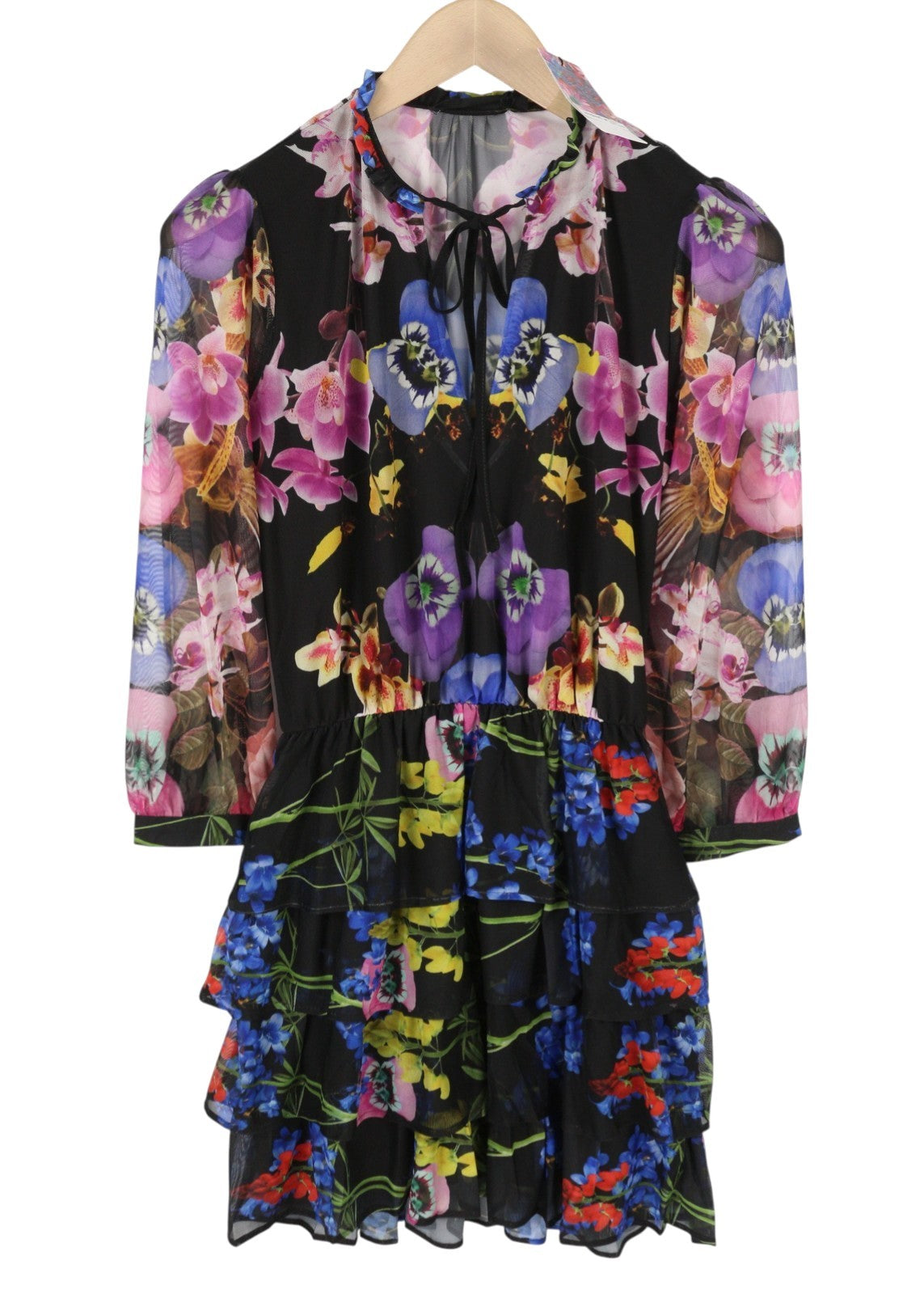 DESIGUAL Leyon Women's Dress S Multicolor Floral Layered Mini Skirt