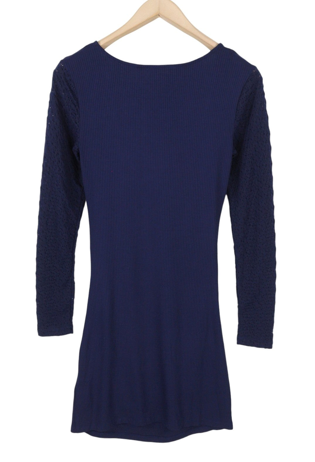 DESIGUAL Praga Women's Dress M Navy Round Neck Long Sleeve Fitted Mini