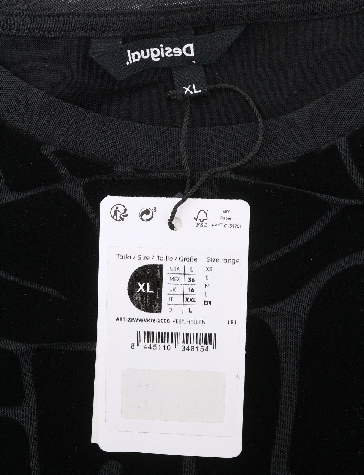 DESIGUAL Hellen Women's Dress XL Black Textured Crew Long Sleeve Fitted