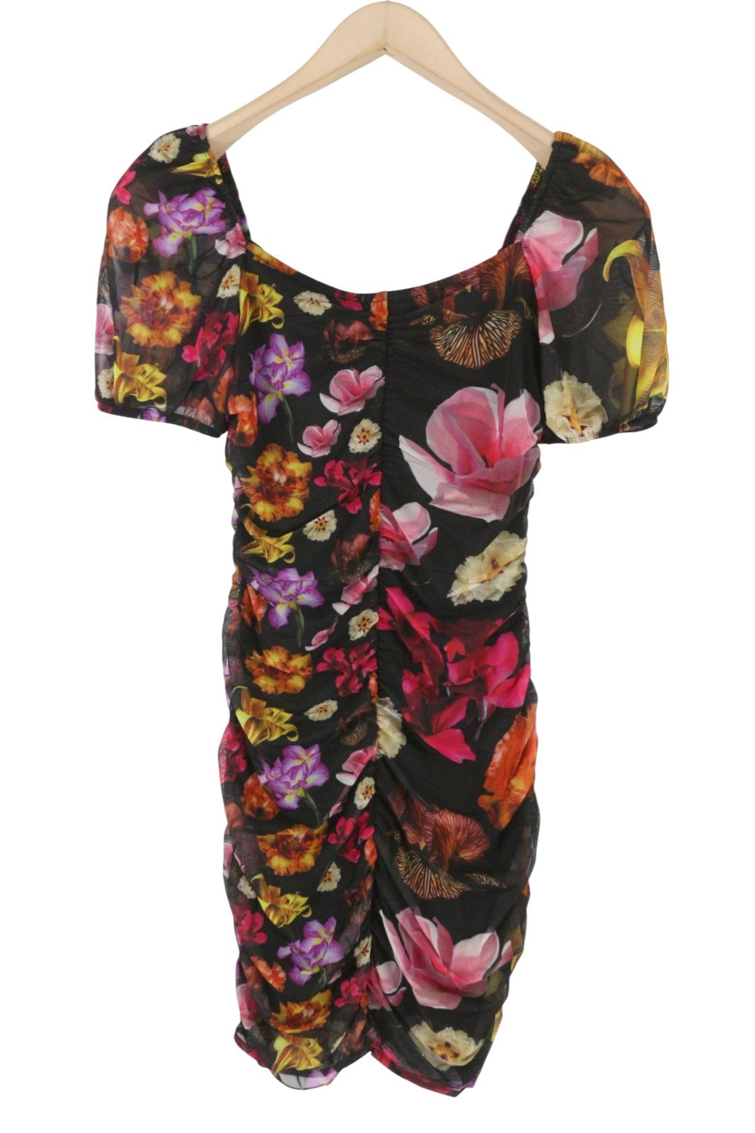 DESIGUAL Sala Lacroix Women's Dress S Black Colourful Floral Short Sleeve