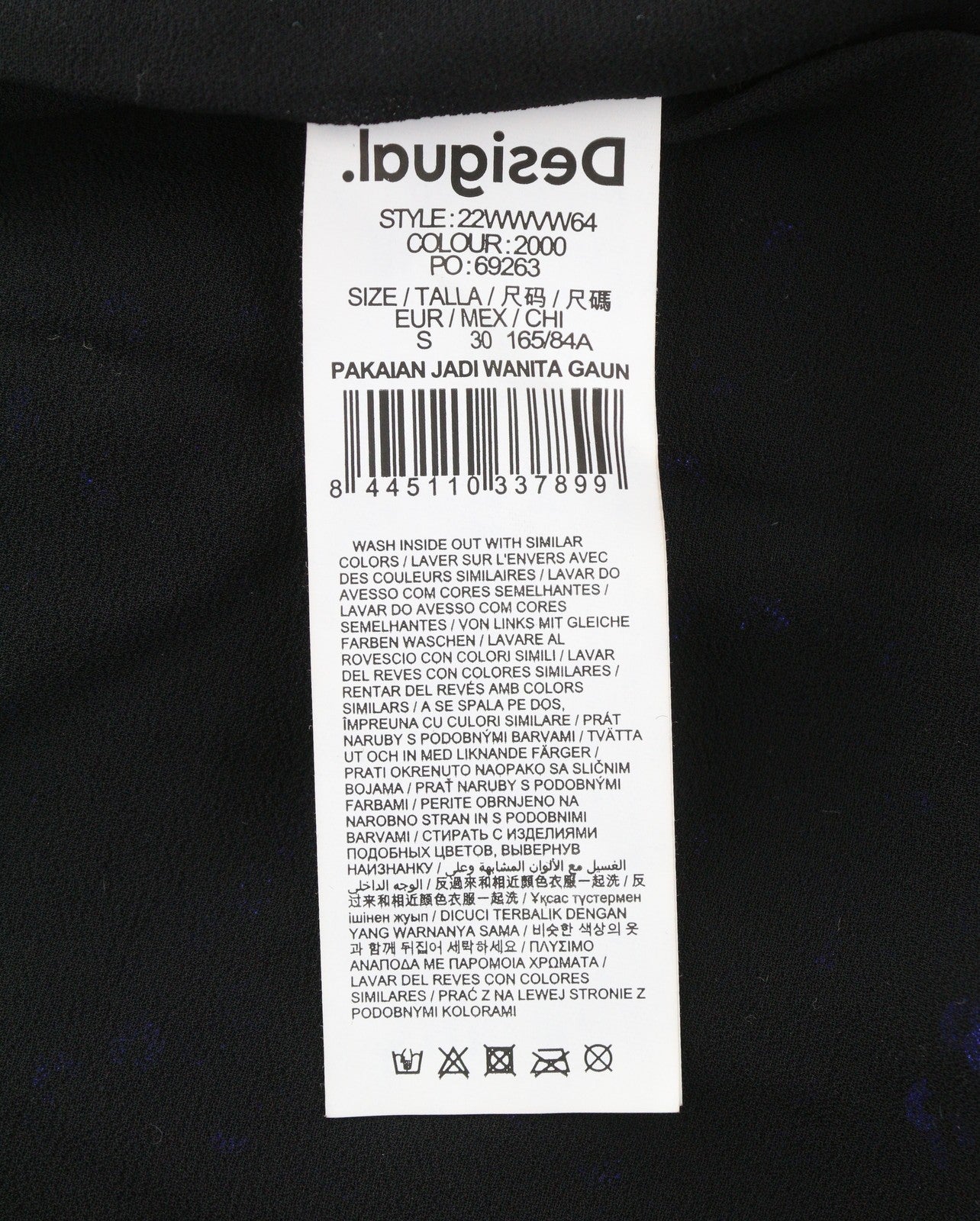DESIGUAL Saturno Women's Dress S Black Glitter Sequin A-Line Mini