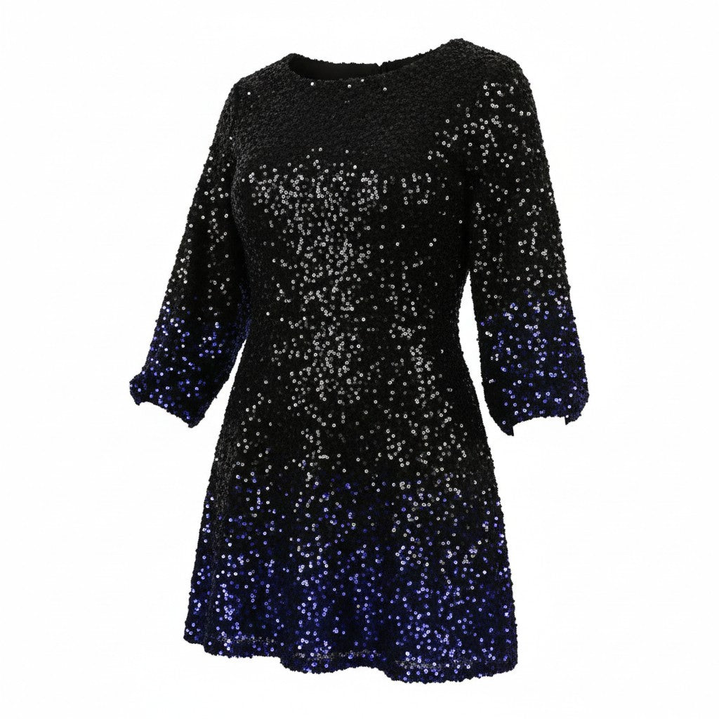 DESIGUAL Saturno Women's Dress S Black Glitter Sequin A-Line Mini
