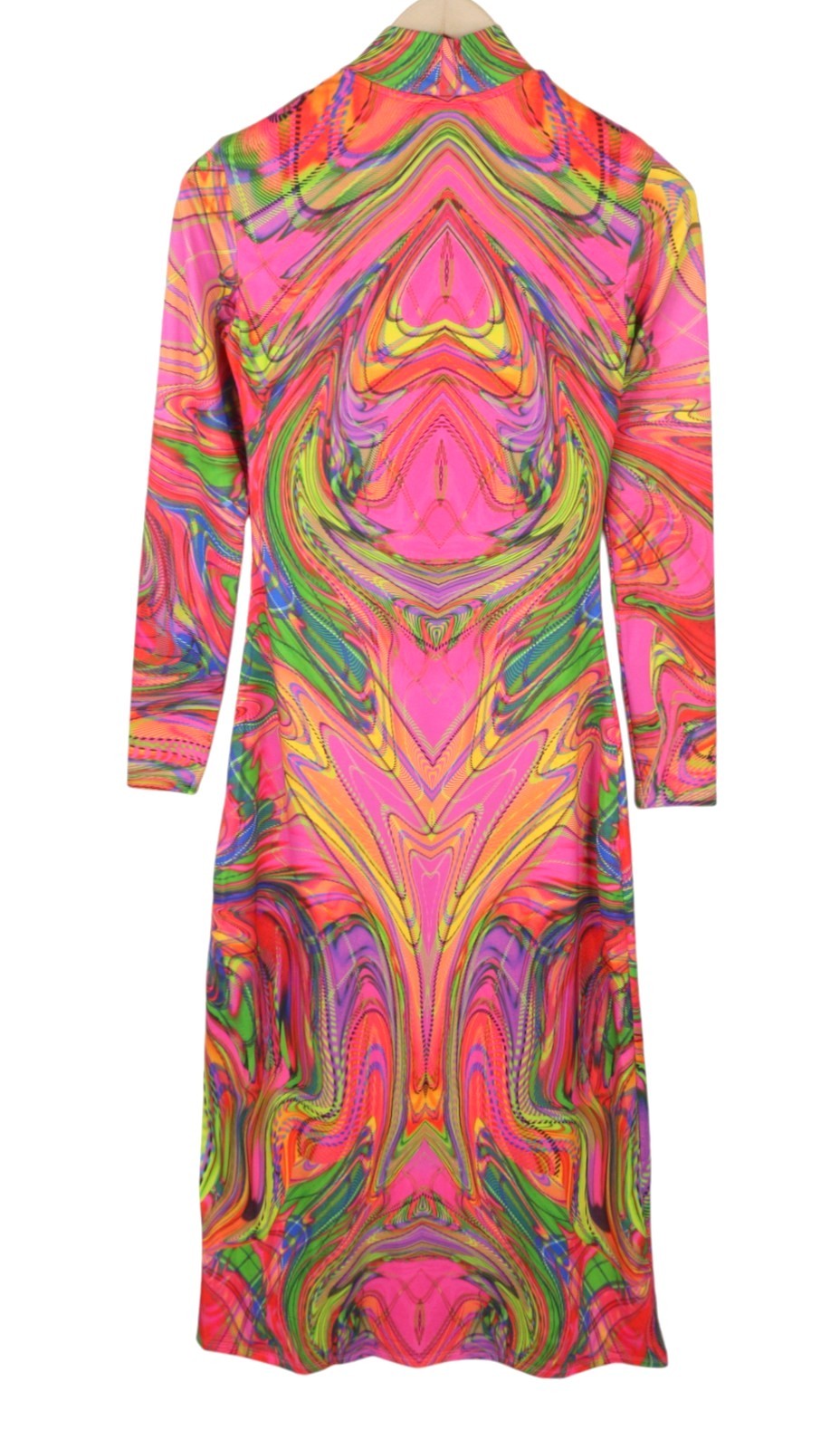 DESIGUAL Heather Women's Dress S Multicolor Digital Print Long Sleeve Midi