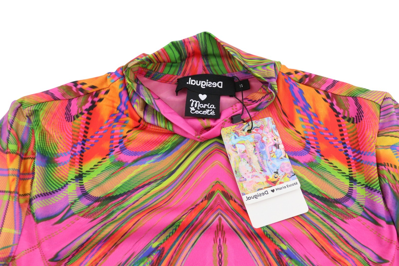 DESIGUAL Heather Women's Dress S Multicolor Digital Print Long Sleeve Midi