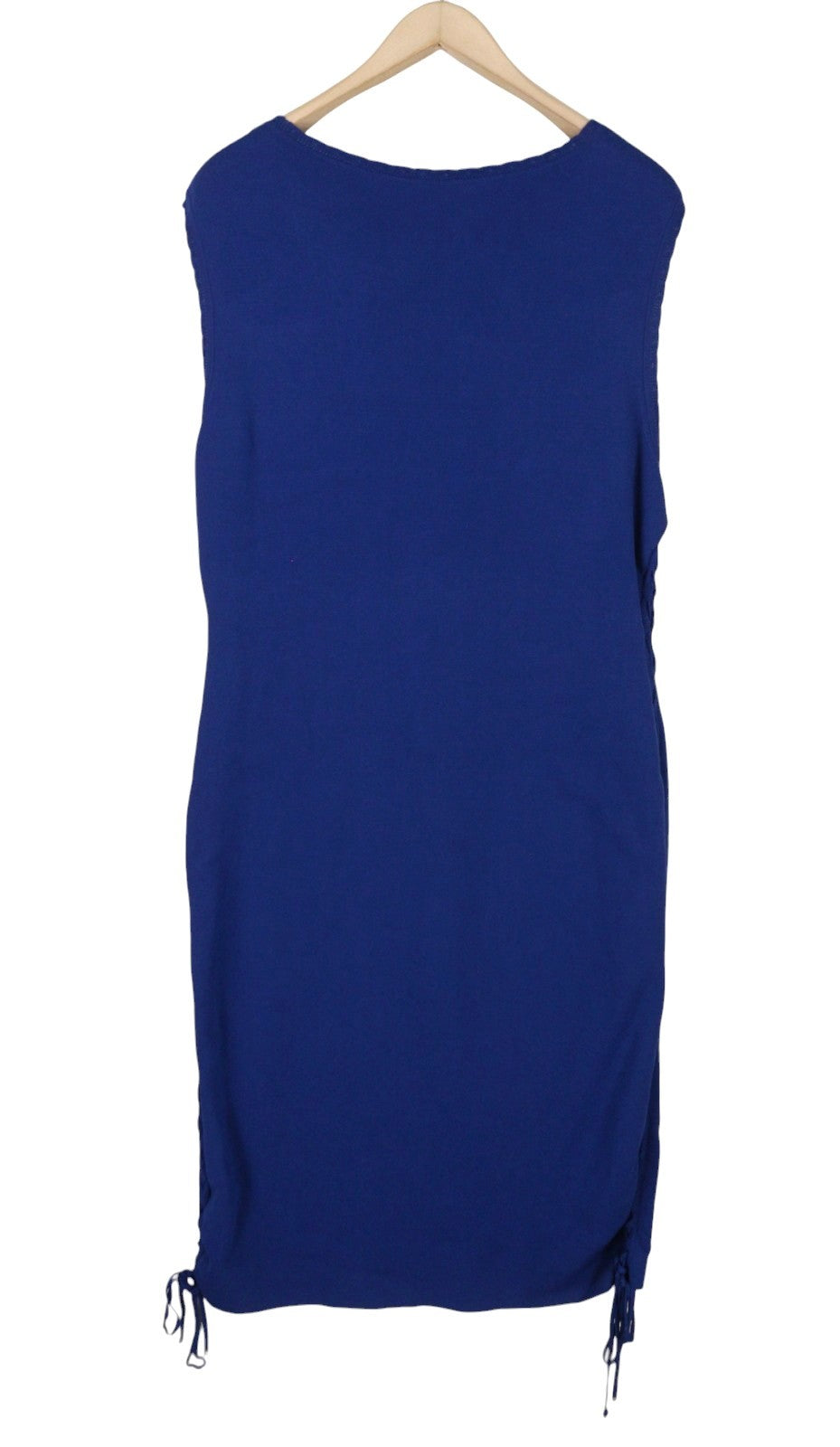 MARINA RINALDI Women's Dress XL Blue Knit Lace Side Sleeveless Crew
