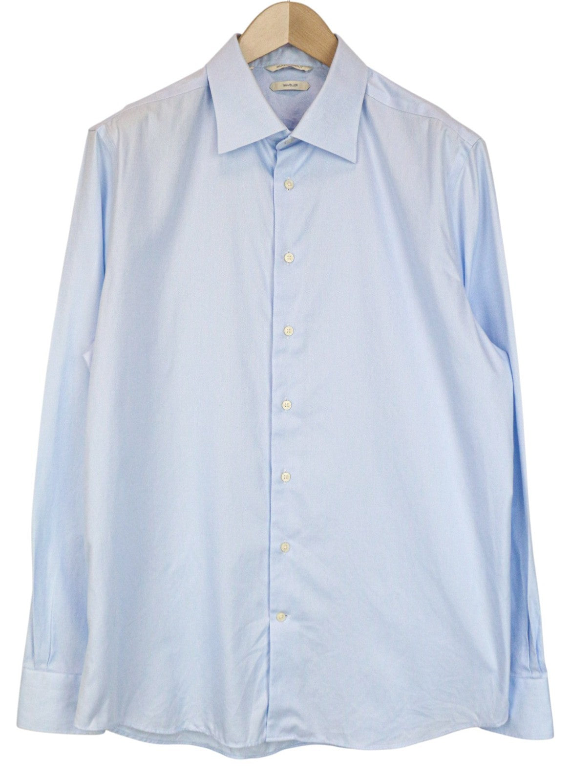 „SUITSUPPLY Traveller“ vyriški formalūs marškinėliai, 44/17 1/2 ploni, grynos medvilnės, mėlyni, ilgi 