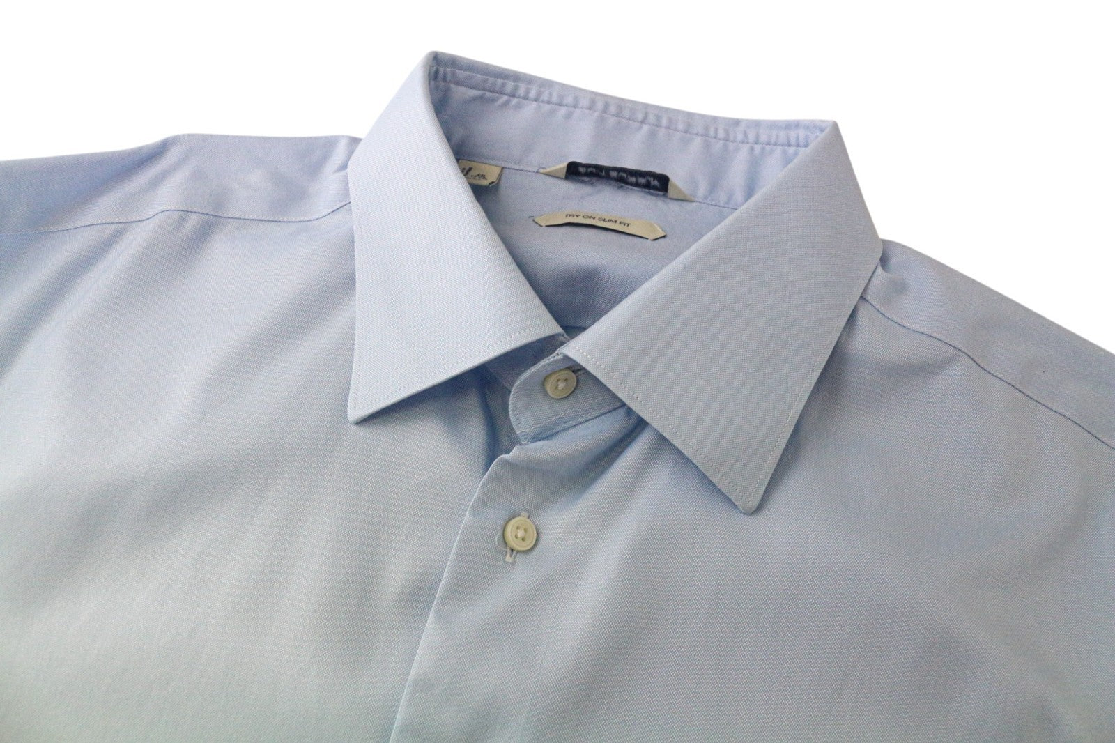 SUITSUPPLY Men's Formal Shirt 44L/17 1/2L Slim Blue Pure Cotton Long Sleeve Cut