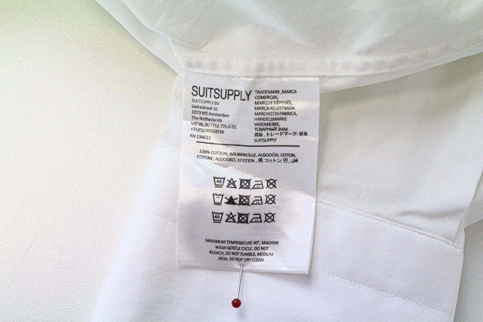 SUITSUPPLY vyriški formalūs marškiniai, 39L/15 1/2L, balti, ypač ploni, grynos medvilnės, ruoželinio audinio. 