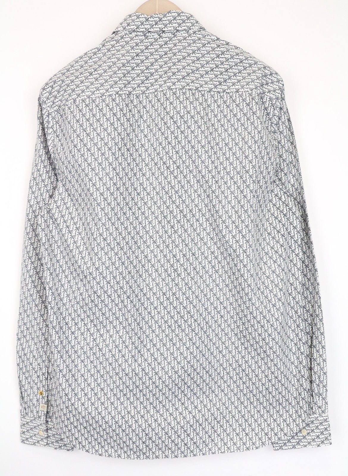 SCOTCH &amp; SODA Ams Couture vyriški marškinėliai, pilki, medvilniniai, palmių rašto, ilgomis rankovėmis, L dydžio