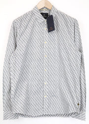 SCOTCH & SODA Ams Couture Men's Shirt L Grey Palm Pattern Pure Cotton