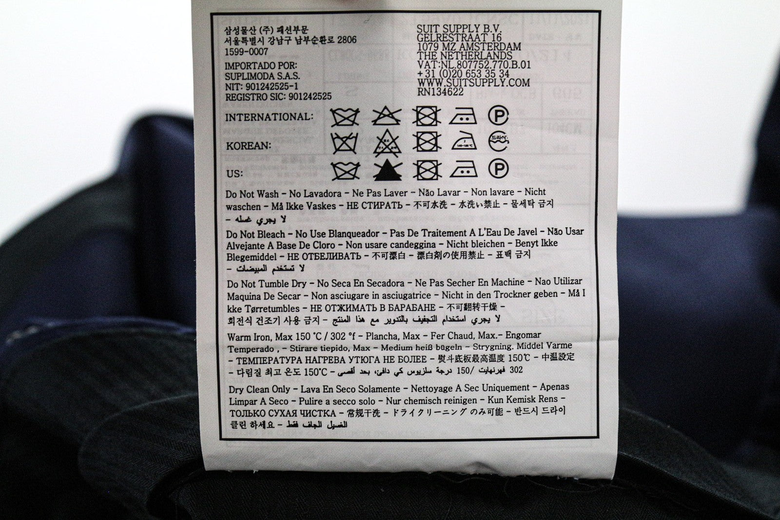 SUITSUPPLY U-Neck Men's Suit UK40R Blue 2-Piece Wool Waistcoat & Trouser Set