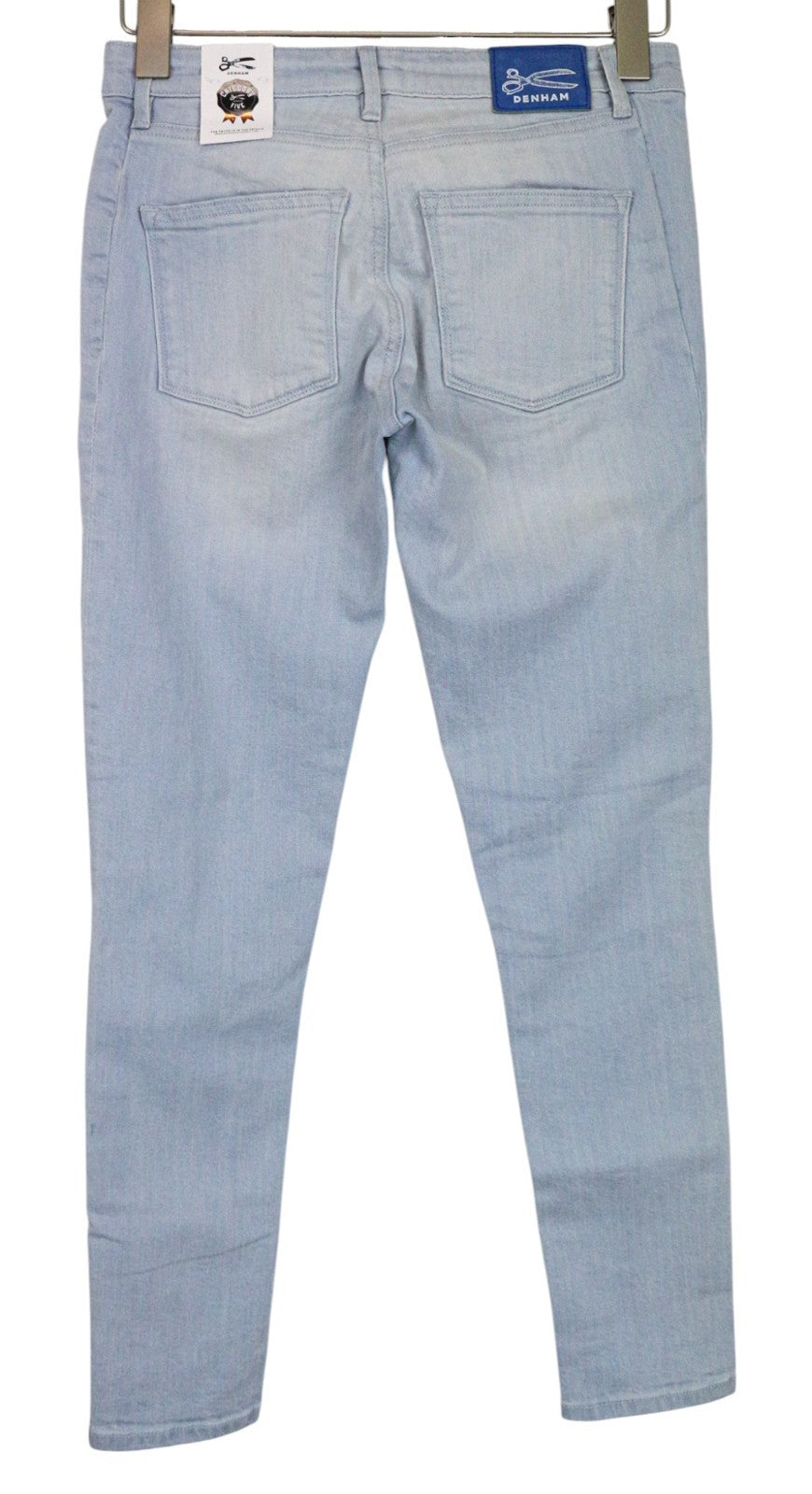 DENHAM „Spray Helix“ moteriški džinsai W26/L28 mėlynai skalbtos medvilnės tamprios, itin aptemptos 