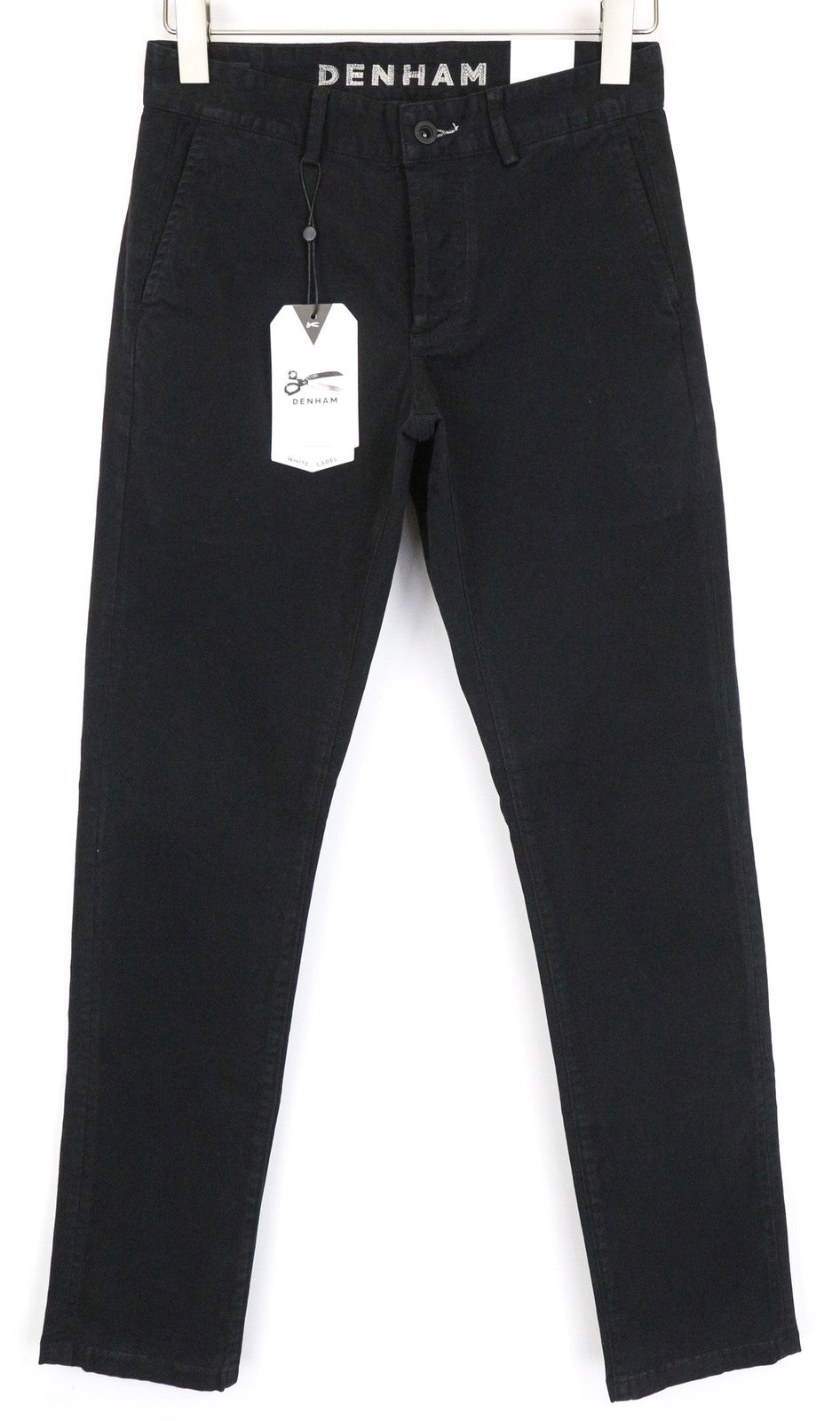 DENHAM Marshal Men's Trousers W27/L32 Black Slim Stretch Cotton Button Fly Fit