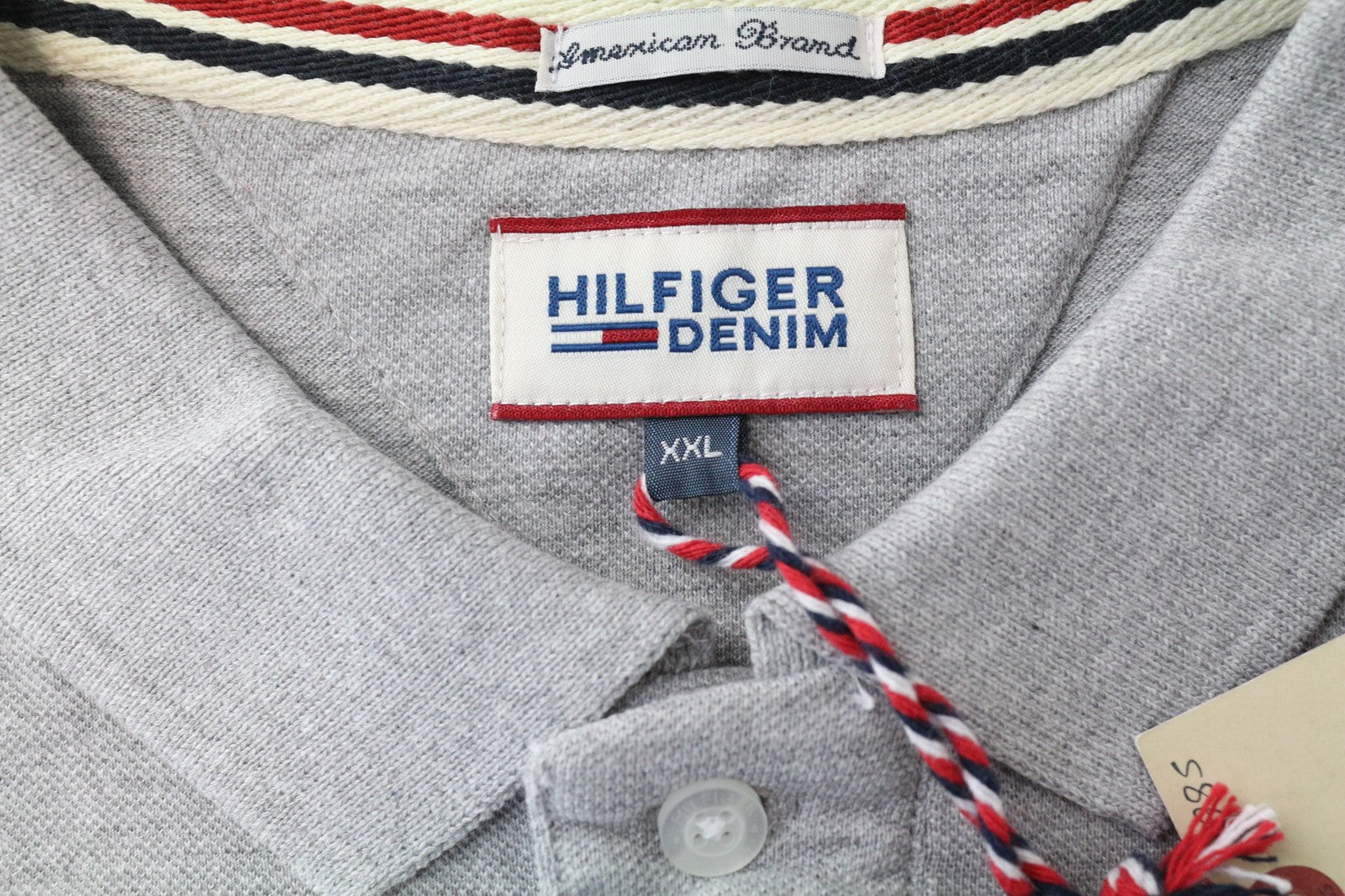 TOMMY HILFIGER DENIM Men's T-Shirt 2XL Grey Cotton Polo Short Sleeve Logo Top