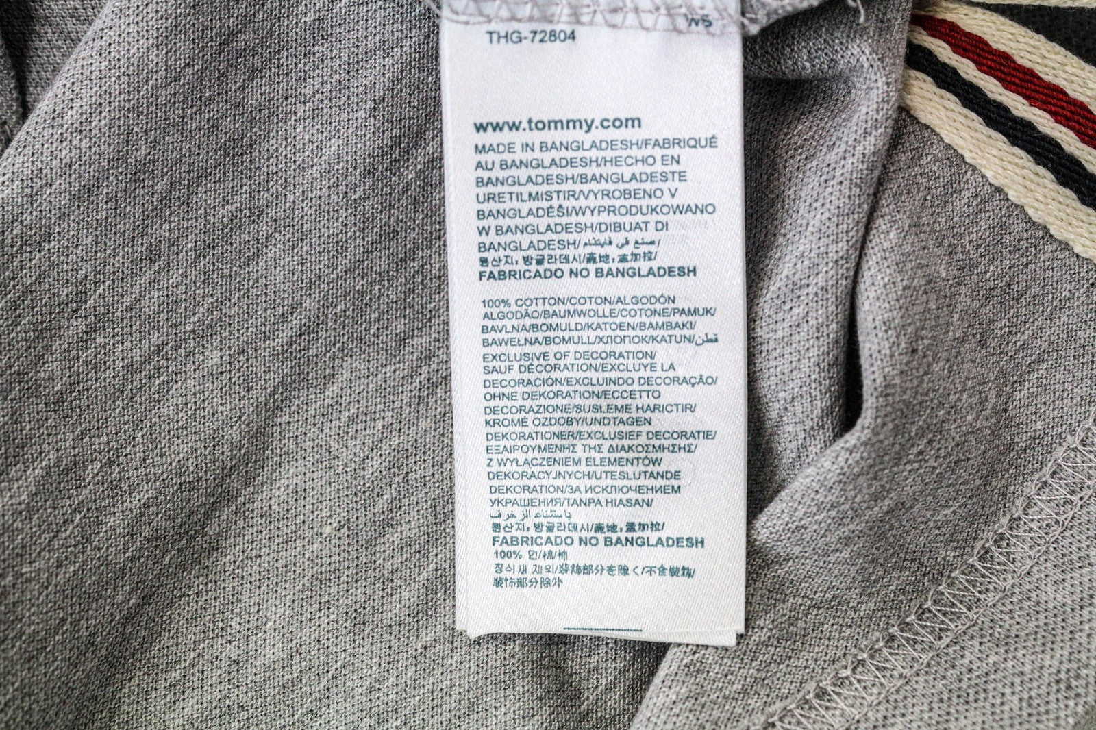 TOMMY HILFIGER DENIM Men's T-Shirt 2XL Grey Cotton Polo Short Sleeve Logo Top