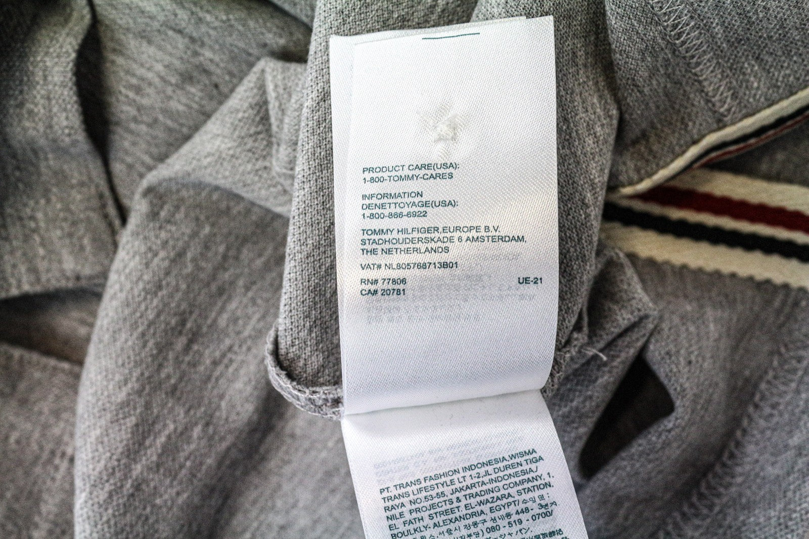 TOMMY HILFIGER DENIM Men's T-Shirt 2XL Grey Cotton Polo Short Sleeve Logo Top