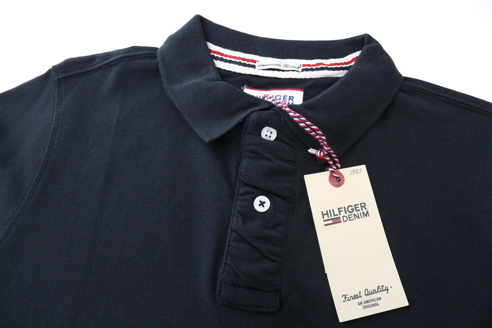 TOMMY HILFIGER DENIM Men's T-Shirt M Black Cotton Polo Short Sleeve Logo Top