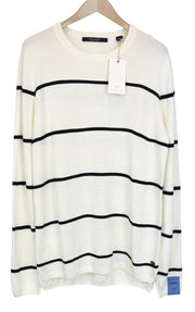 SCOTCH &amp; SODA Ams Couture vyriškas džemperis L dydžio balkšvas dryžuotas medvilninis megztinis 