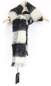 MAISON SCOTCH moteriškas šalikas OS mėlynas languotas vilnos mišinio rudens-žiemos skarelė 