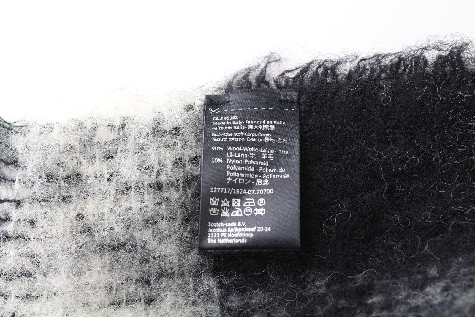 MAISON SCOTCH moteriškas šalikas OS mėlynas languotas vilnos mišinio rudens-žiemos skarelė 