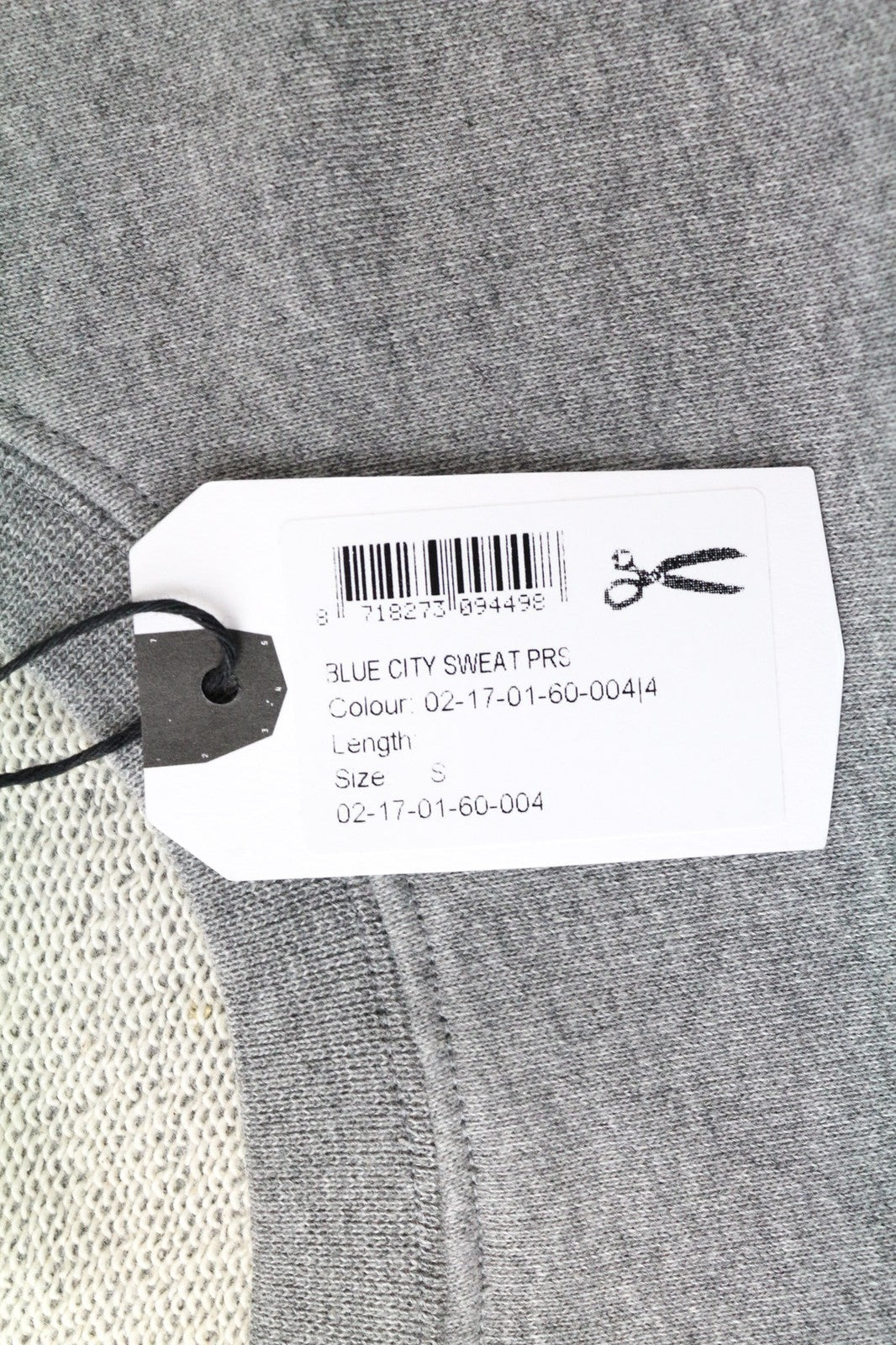 DENHAM vyriškas džemperis su pilku melanžu ir apvalia kaklo iškirpte, mėlynas, flisinis, S dydžio 