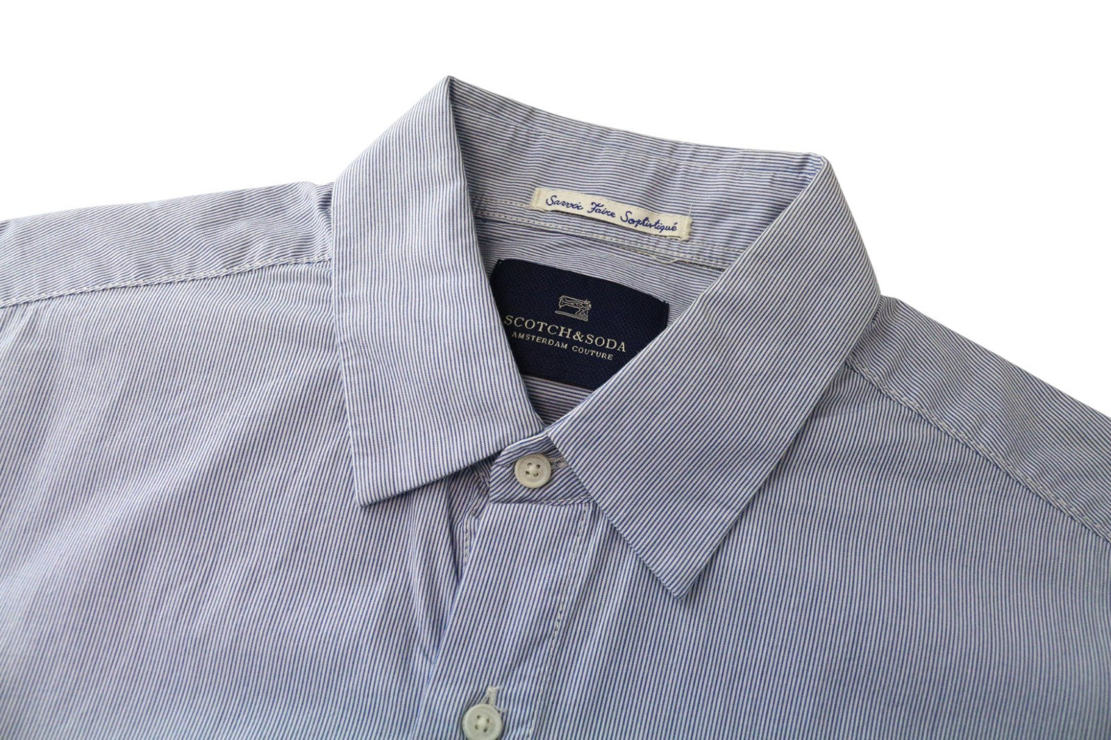 SCOTCH &amp; SODA vyriški marškinėliai šviesiai mėlyni medvilniniai dryžuoti ilgomis rankovėmis, klasikinio kirpimo 