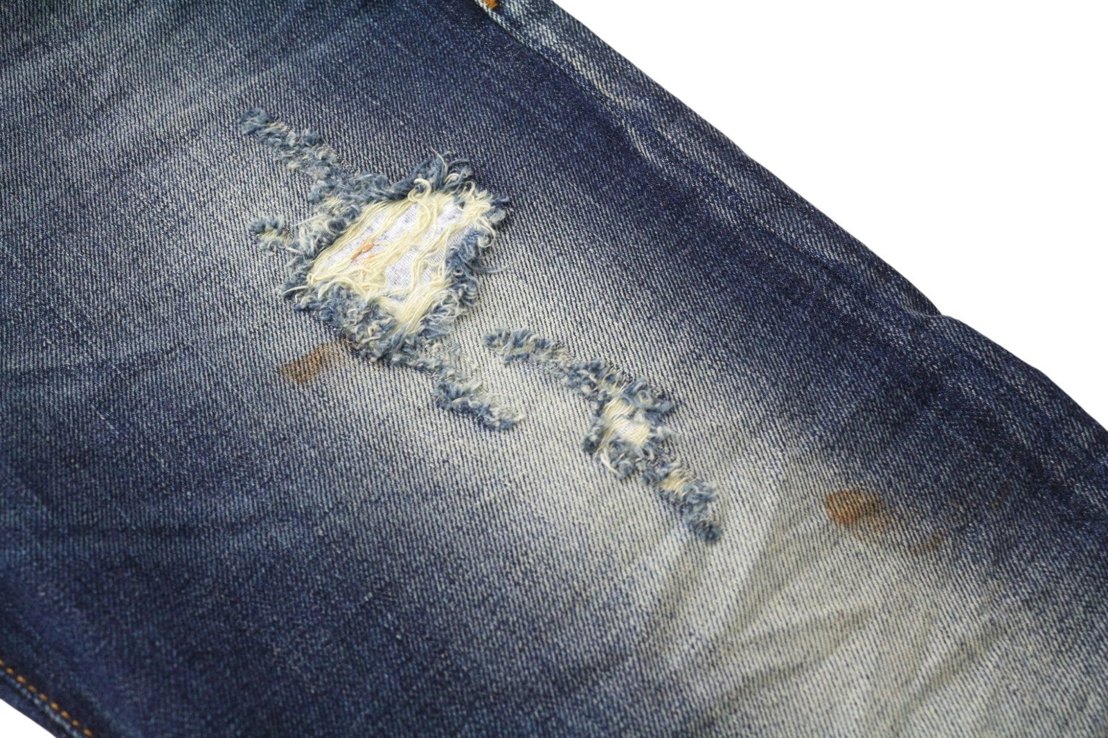 TAKESHY KUROSAWA Men's Jeans W32 Blue Cotton Aged Ripped Distressed Look Wash
