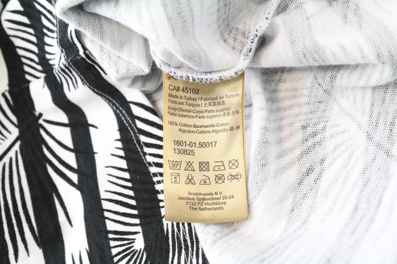 SCOTCH &amp; SODA vyriškas džemperis M, juodas dryžuotas medvilninis megztinis su gėlėtu džersio raštu 