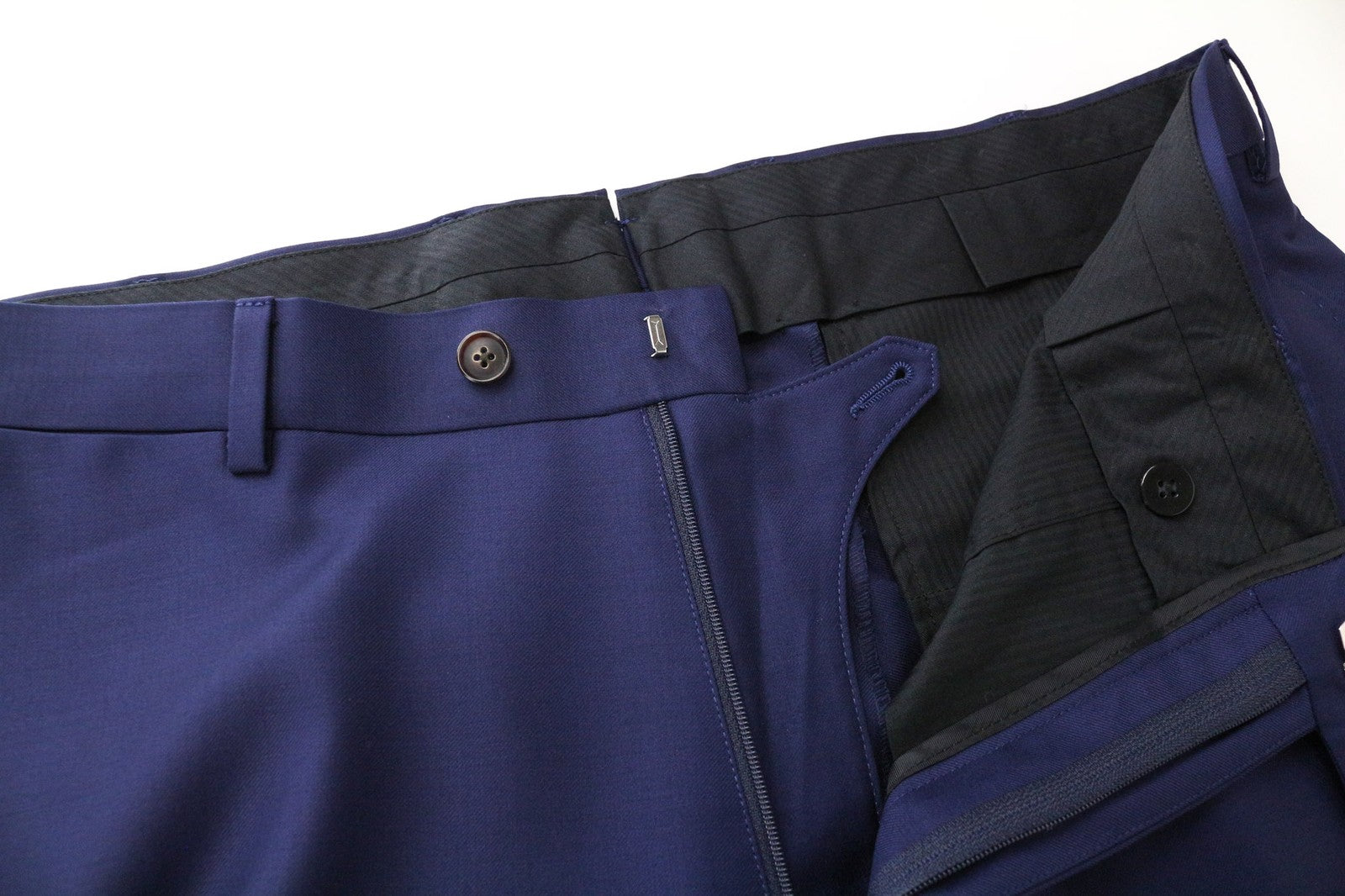 SUITSUPPLY Brescia Men's Trousers UK46L Blue Pure Wool Slim Classic Flat-Front