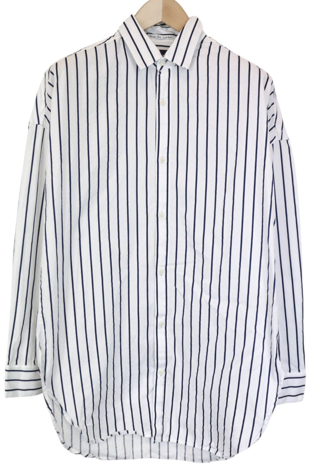 SCOTCH &amp; SODA vyriški marškinėliai M dydžio tamsiai mėlyni dryžuoti, priglundantys ilgomis rankovėmis, su sagomis užsegamais marškiniais 