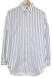 SCOTCH &amp; SODA vyriški marškinėliai M dydžio tamsiai mėlyni dryžuoti, priglundantys ilgomis rankovėmis, su sagomis užsegamais marškiniais 