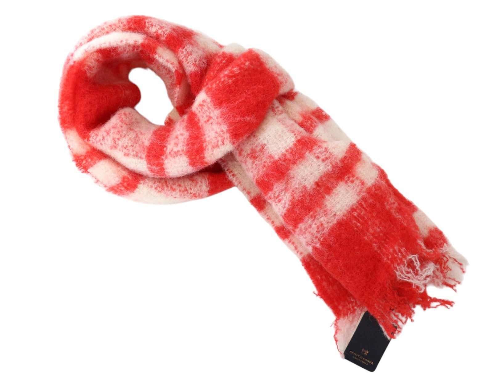 SCOTCH R'BELLE moteriškas šalikas OS raudonas mergaitėms languotas rudens pavasario laisvalaikio stilius 