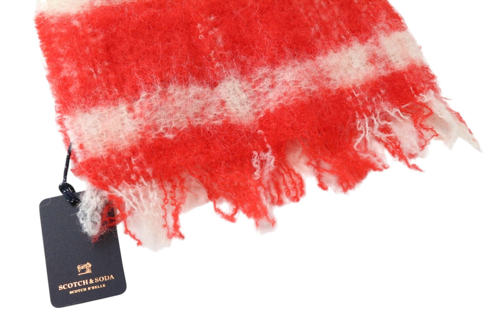 SCOTCH R'BELLE moteriškas šalikas OS raudonas mergaitėms languotas rudens pavasario laisvalaikio stilius 