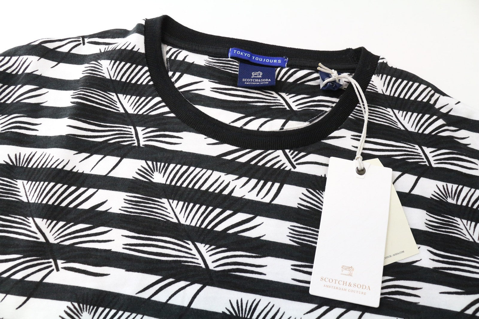 SCOTCH &amp; SODA vyriškas džemperis M, juodas, dryžuotas, gėlėtas, grynos medvilnės 