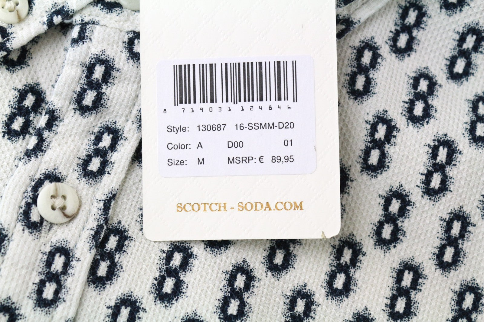 SCOTCH &amp; SODA vyriški marškinėliai M dydžio, mėlyni, abstraktaus rašto, grynos medvilnės, laisvalaikio stiliaus.