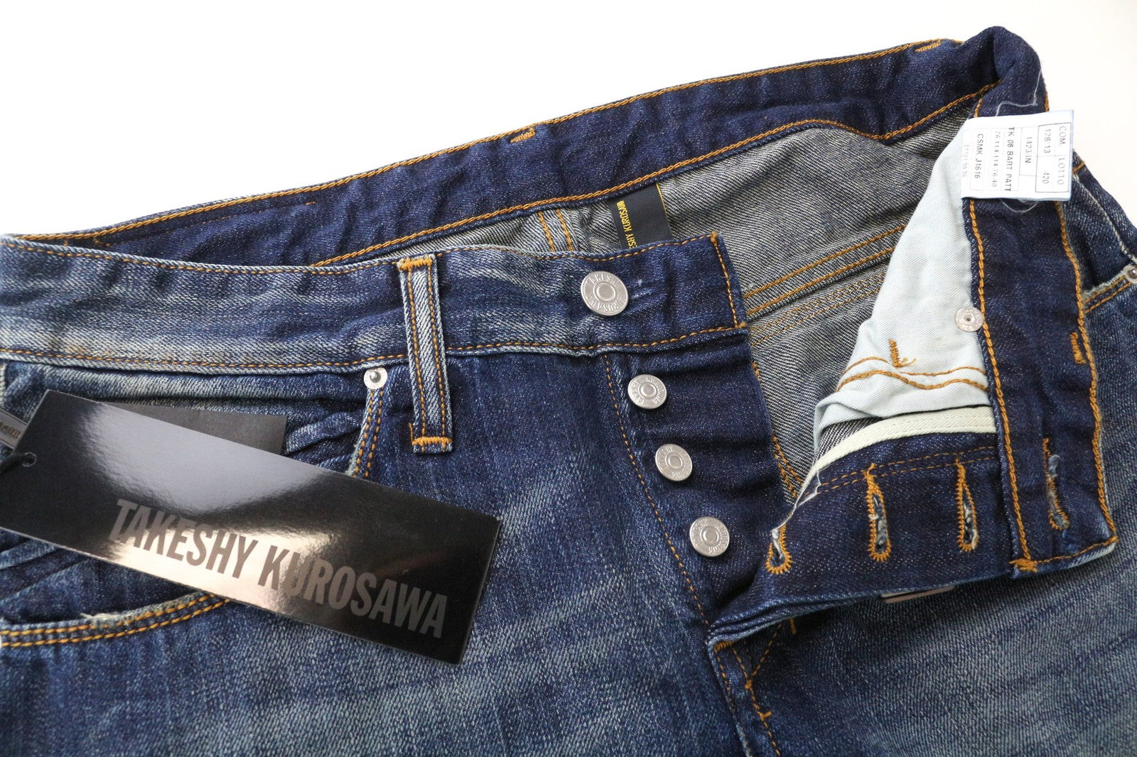 TAKESHY KUROSAWA Men's Jeans W32 Blue Cotton Aged Distressed Worn Style Wash