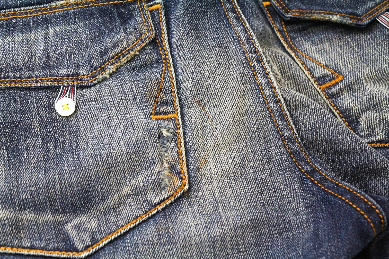 TAKESHY KUROSAWA Men's Jeans W32 Blue Cotton Aged Distressed Worn Style Wash