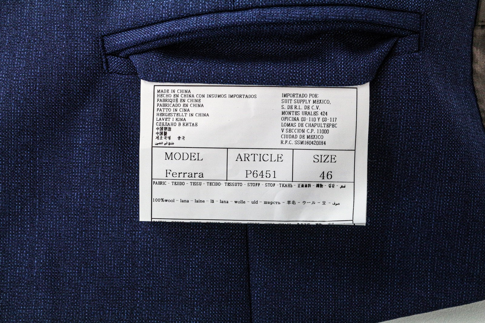 SUITSUPPLY Ferrara vyriška liemenė UK36R mėlyna vilnonė V formos iškirpte su pamušalu elegantiška liemenė 