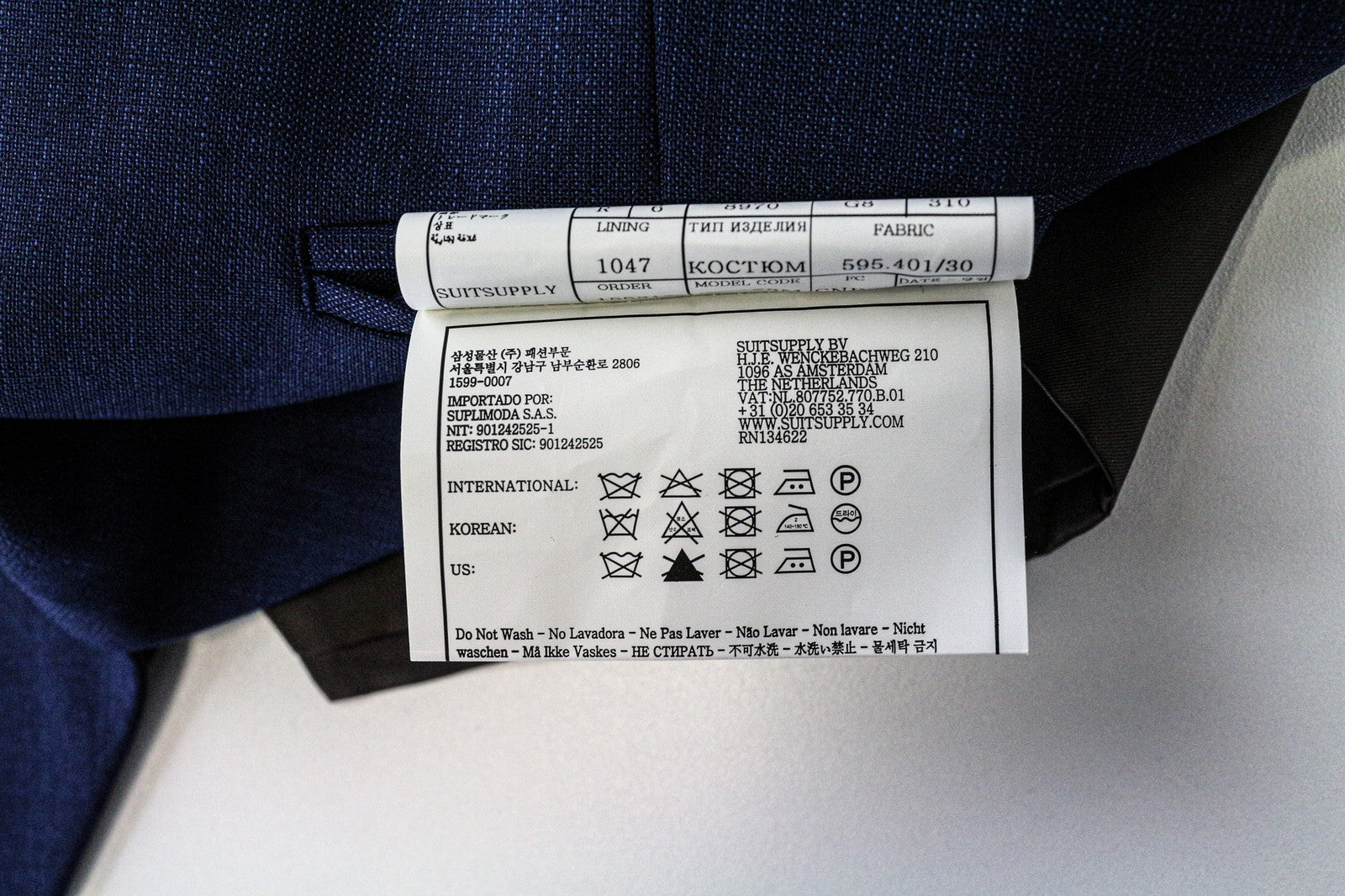 SUITSUPPLY Ferrara vyriška liemenė UK36R mėlyna vilnonė V formos iškirpte su pamušalu elegantiška liemenė 