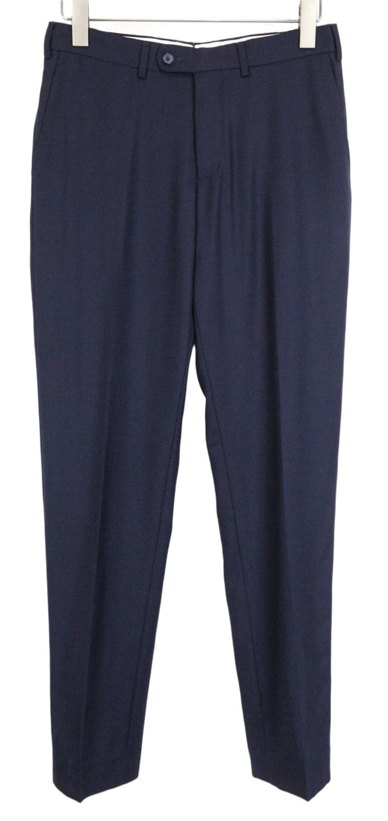 SUITSUPPLY Brescia Men's Trousers UK36R Navy Slim Stretch Flat-Front Wool