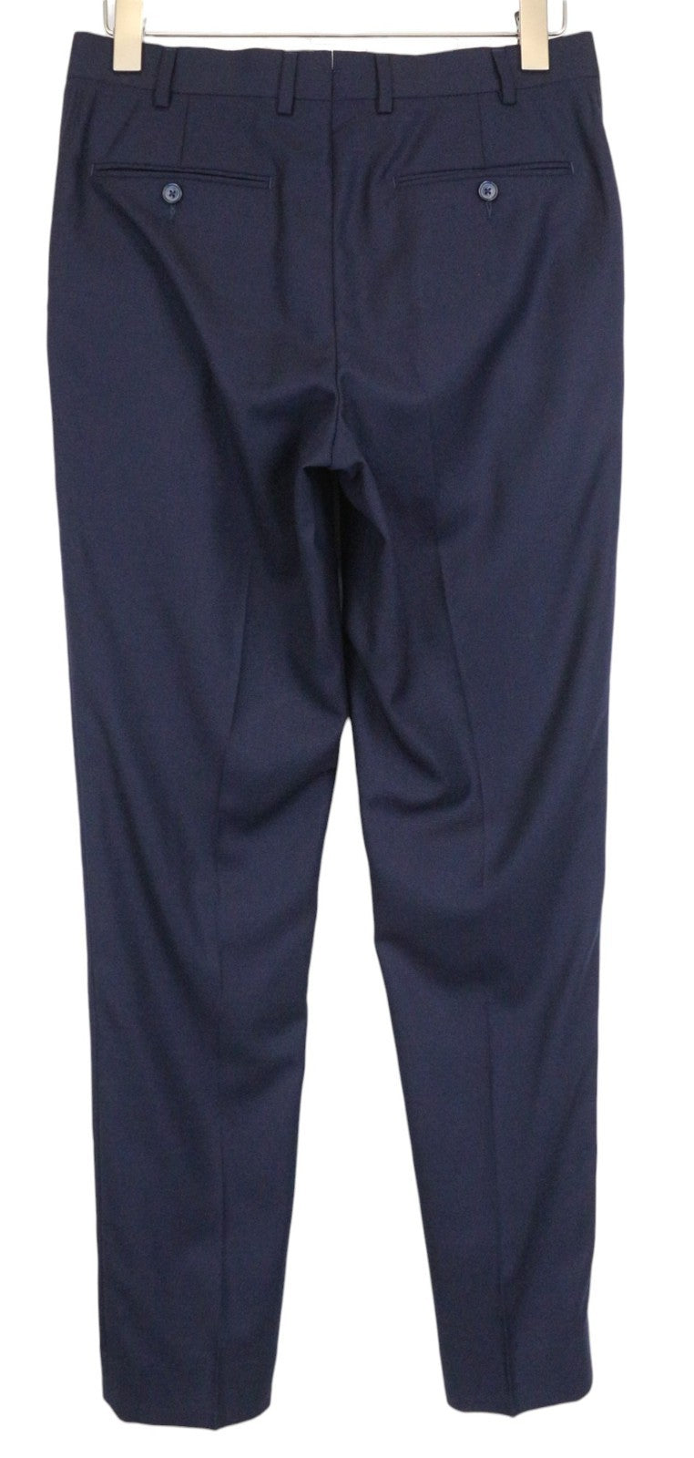 SUITSUPPLY Brescia Men's Trousers UK36R Navy Slim Stretch Flat-Front Wool