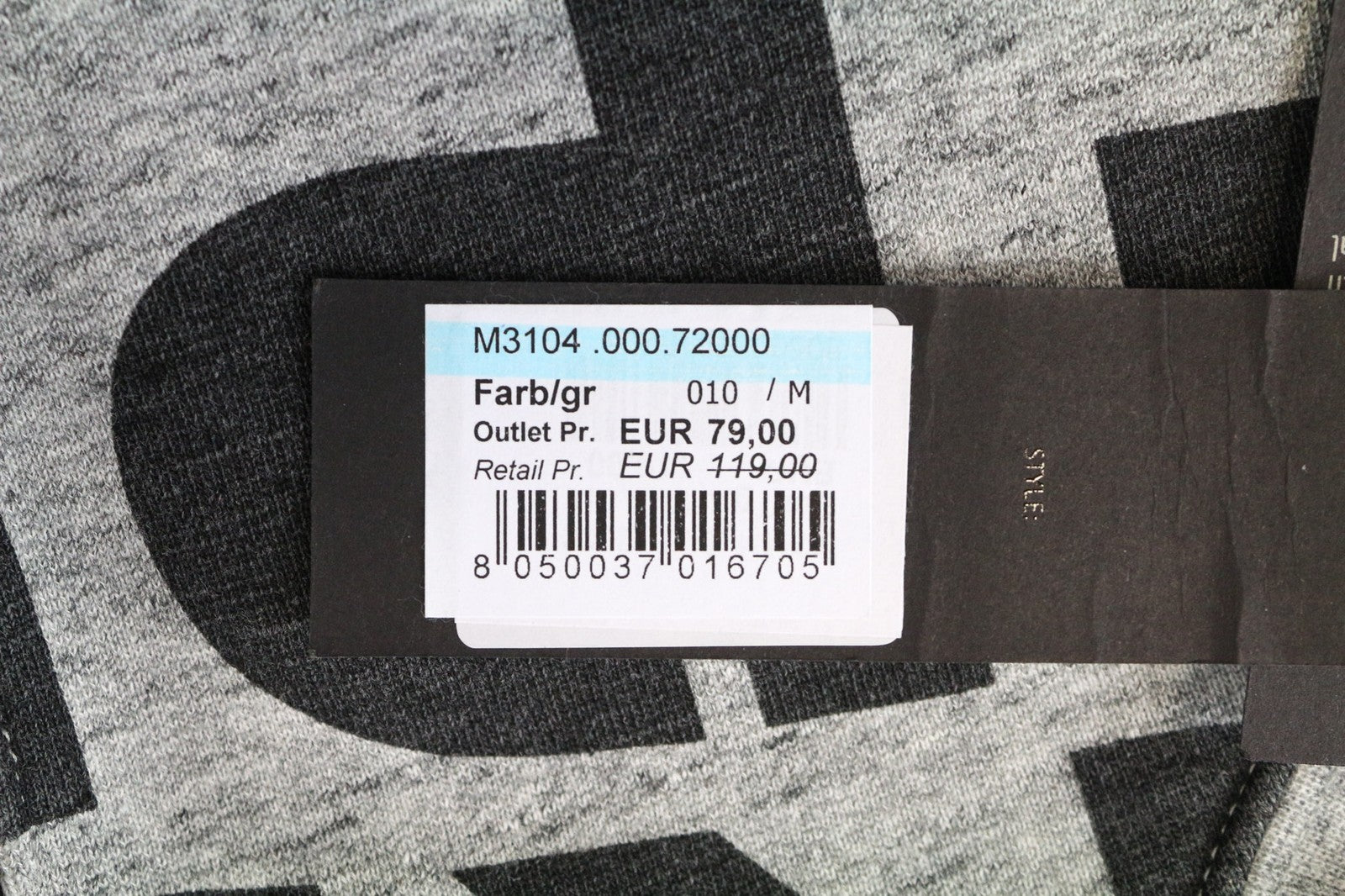 REPLAY vyriškas džemperis M pilkas medvilninis džersis apvali kaklo iškirpte melanžo flisas 