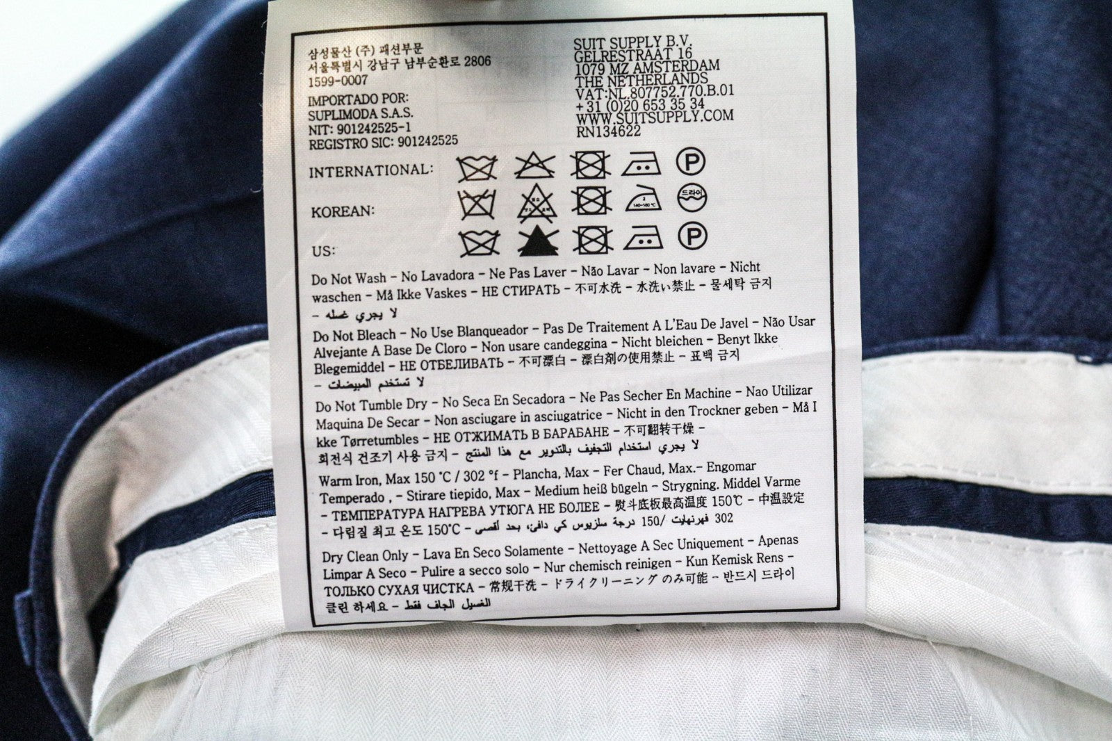 SUITSUPPLY Brescia Men's Trousers UK42R Blue Pure Wool Pleated Front Classic