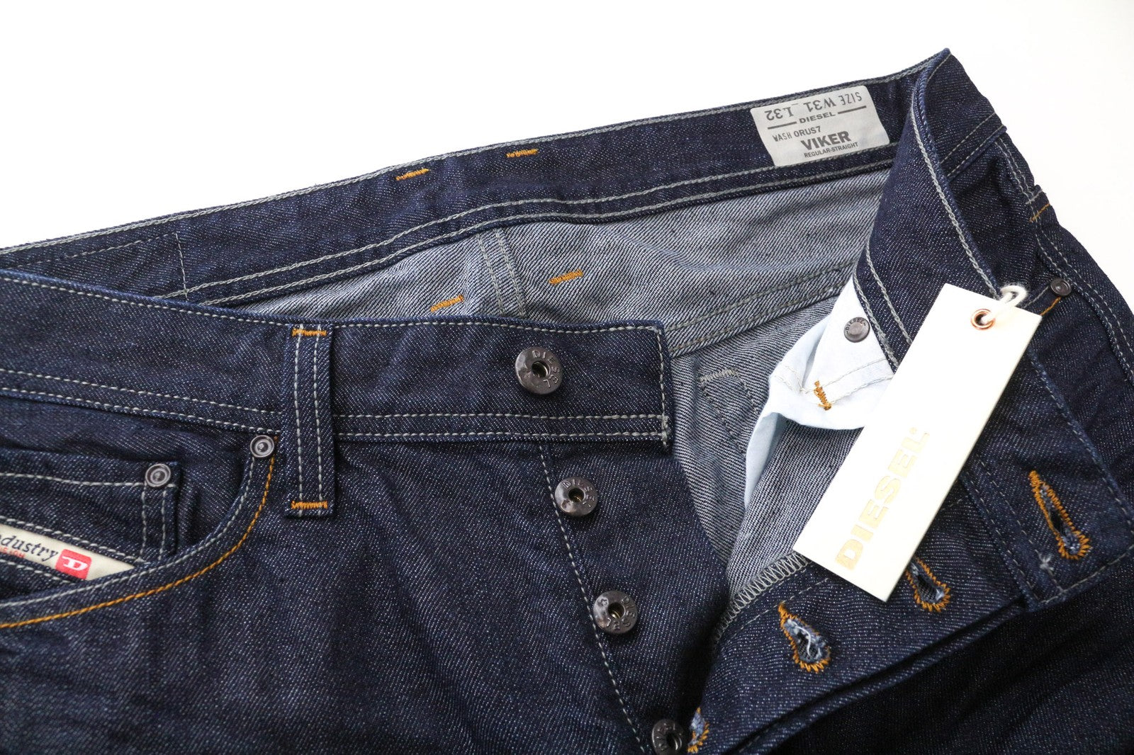 DIESEL Viker 0RUS7 vyriški džinsai W31/L32 Regular tiesaus kirpimo mėlyni medvilniniai 